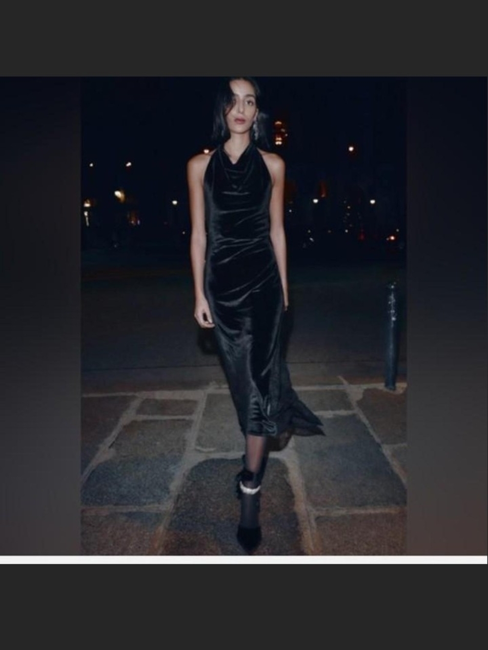 Zara Black Satin Halter Maxi Dress